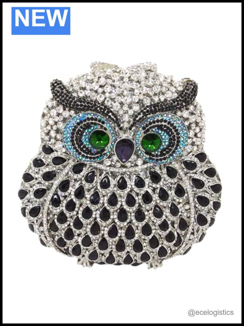 Rhinestone Crystal Owl Clutch Evening Bag Party Prom Shoulder Purse